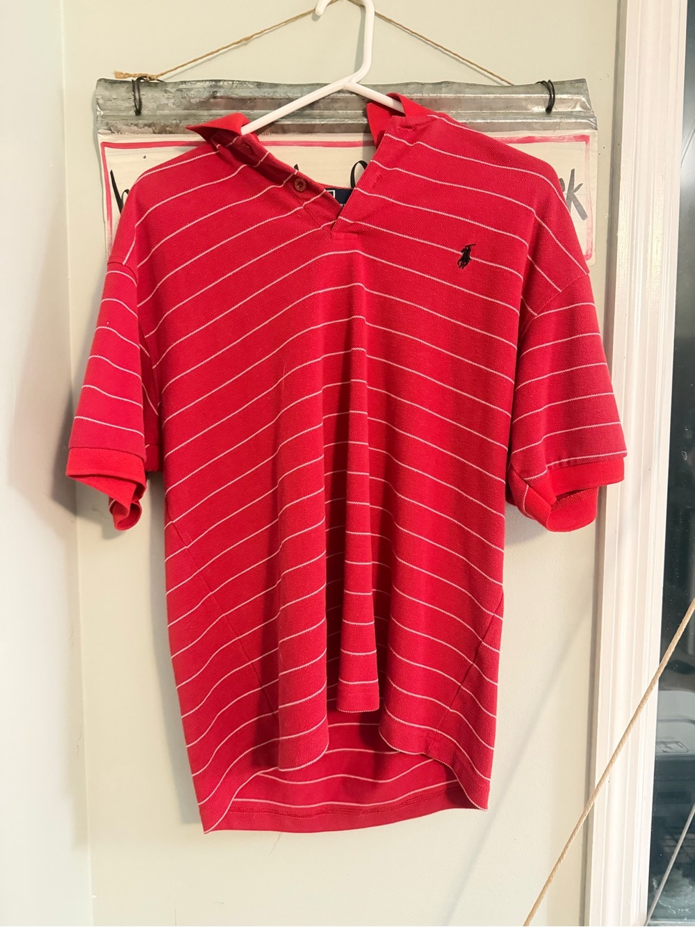 Polo by Ralph Lauren Red Polo with White Stripe Detail